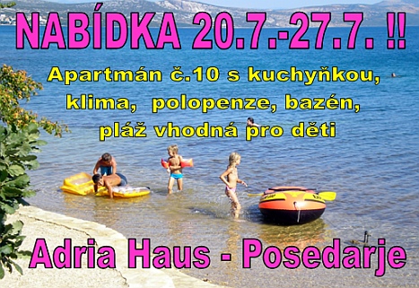 101 CK Zemek - Chorvatsko - speciální nabídka Extra termínu 20-.7.-27.7.2022